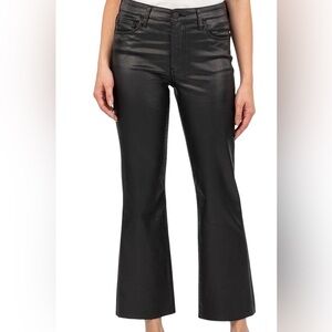 Sz 18 KUT from the Kloth Kelsey High Rise Raw Hemp Black Faux Leather Flare